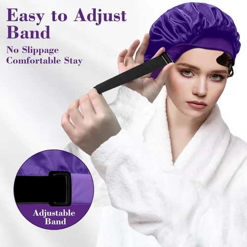 Miniatura 3 de ViviDreamore Gorro de satén de seda para dormir, gorro de seda para dormir, gorro de seda para mujer, gorro de pelo rizado natural para hombres