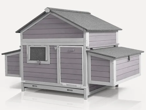 Miniatura 8 de Gallinero grande de metal con cubierta impermeable, jaula para aves de corral para caminar al aire libre con perca de gallo, corralito