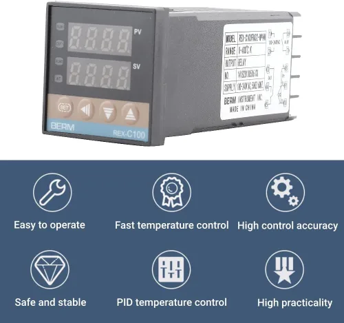 Miniatura 5 de Controlador de temperatura PID digital REX-C100 Regulador de temperatura del termostato 100-240 V Salida de relé 1500VAC, 14 bits