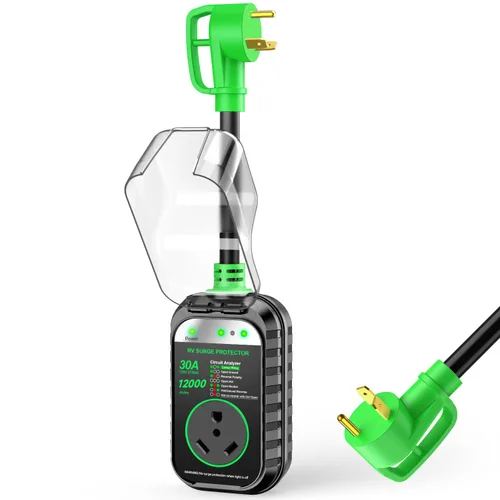 Miniatura 9 de GEARGO Protectores contra sobretensiones RV de 30 amperios, 12000 julios, analizador de circuitos de RV, protección contra sobretensiones IP68