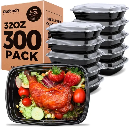 Miniatura 11 de 100 piezas (50 paquetes) 34 OZ Recipientes reutilizables para preparación de comidas con tapas, resistentes, a prueba de fugas y seguras