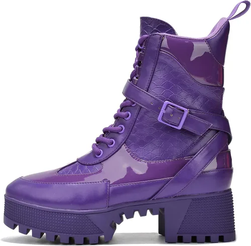 Miniatura 2 de Cape Robbin Hot Rod - Botas de combate para mujer, botas de plataforma con tacones de bloque gruesos, botas altas para mujer