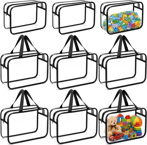 Miniatura 9 de 9 bolsas de almacenamiento de juguetes, bolsa organizadora de juguetes de PVC transparente que incluye 6 bolsas grandes de mano y 3 bolsas medianas
