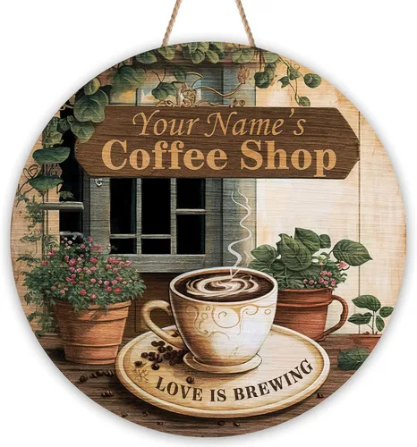 Miniatura 36 de Letrero de madera de barra de café personalizado, placa de pared para decoración de cocina, regalos personalizados para amantes del café, café 02