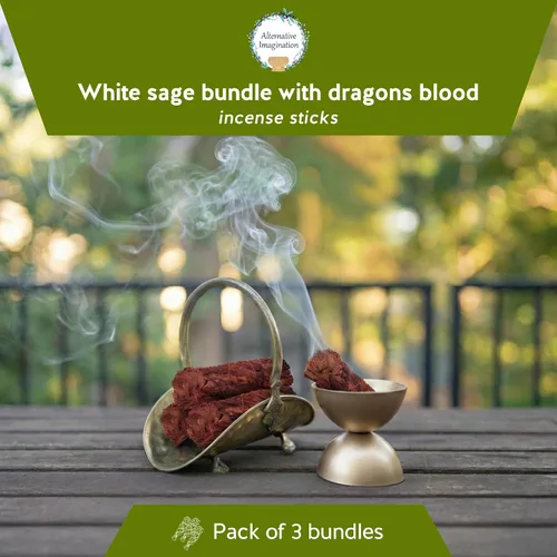 Miniatura 2 de Paquete de salvia blanca con resina de incienso de sangre de dragones, varillas de salvia para limpieza espiritual, alivio del estrés, suministros