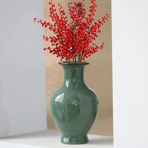 Miniatura 7 de Jarrón de Arte Cerámico Chino Hecho a Mano de Porcelana Antigua con Esmalte de Grieta de Hielo Grande Botella de Flores de Porcelana China