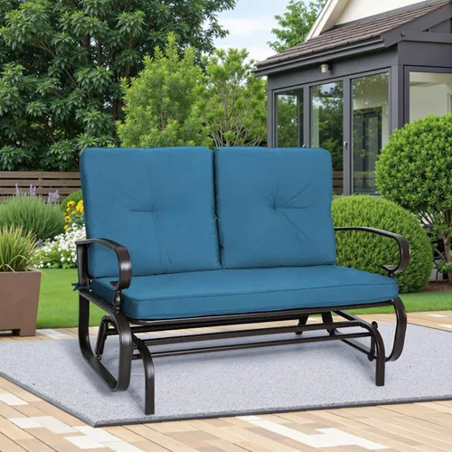 Miniatura 7 de Incbruce Silla Mecedora Deslizante para Exteriores Banco Deslizante de Patio para 2 Personas, Asiento Loveseat de Porche Juego de Sillas de Patio