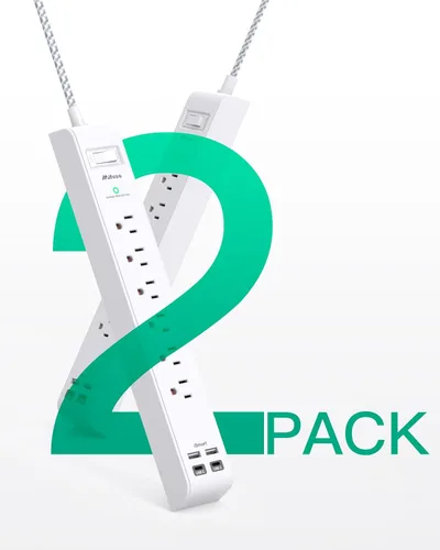 Miniatura 8 de 2 Pack Power Strip, Extension Cord 3FT, Surge Protector with 6 Outlets and 4 USB Ports (2 USB C), Flat Plug Overload Protection, Extension Cord with