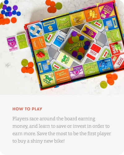 Miniatura 5 de SimplyFun BankIt! - Juego de dinero para niños - Aprende a ahorrar, gastar, donar, ganar intereses bancarios y más - Juego para niños de 8 años