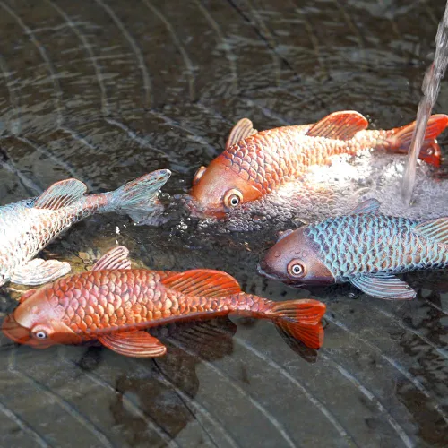 Miniatura 2 de Estatuas de Jardín de Peces Koi de Cerámica Antigua - Juego de 2 Exquisitas Esculturas de Peces para Exteriores, Patio, Estanque y Decoraciones