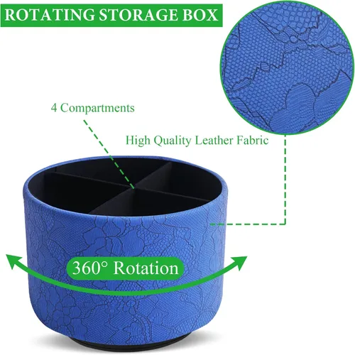 Miniatura 3 de Organizador redondo de cuero para suministros de arte, soporte para control remoto, giro de 360 grados, soporte multifuncional para lápices, 4