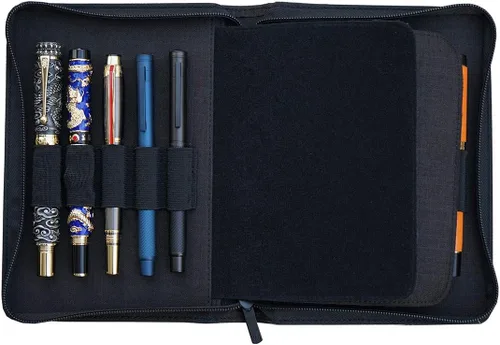 Miniatura 3 de Lanxivi KACO - Estuche para pluma estilográfica con 10 ranuras, impermeable, de lona, bolsa de exhibición, color negro