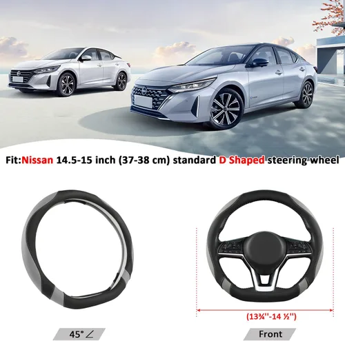 Miniatura 4 de West Llama Funda para Volante de Coche de Fondo Plano para Nissan, Funda para Volante en Forma de D para Rogue, Altima, Kicks