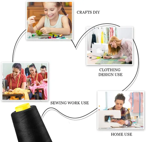 Miniatura 7 de BBTO 6 rollos de 3000 yardas cada bobina de cono de hilo de servidor para máquina de coser, hilo de poliéster para acolchado overlock
