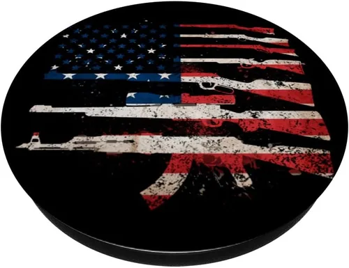 Miniatura 2 de Bandera de Estados Unidos armas rifles 2A enmienda día del padre regalo – PopSockets agarre y soporte para teléfonos y tabletas