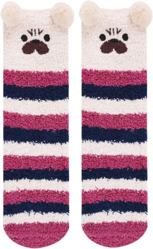 Miniatura 3 de Violet Mist Calcetines mullidos para hombre, unisex, lindos animales, acogedores, divertidos, esponjosos, cálidos, de invierno, de felpa