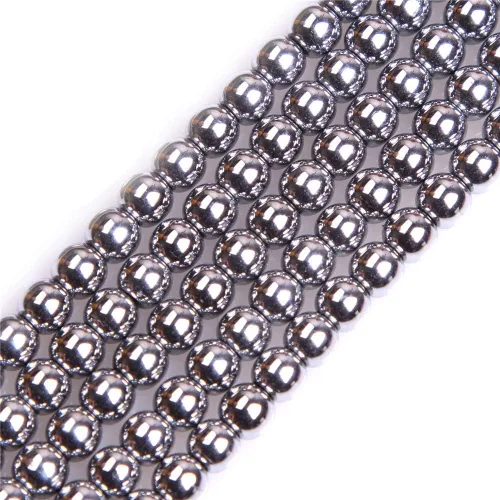 Miniatura 12 de GEM-Inside - Cuentas sueltas de hematita negra natural no magnética de 0.079 pulgadas, cuentas redondas de energía para fabricación de joyas, 15