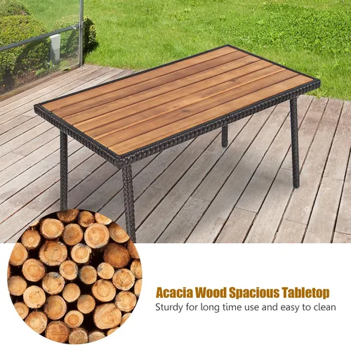 Miniatura 6 de COSTWAY Juego de muebles de ratán de patio de 4 piezas para conversación al aire libre, mesa de centro con cojines
