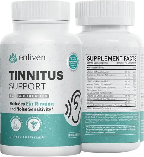 Píldoras de alivio de tinnitus para oídos zumbidos, alivio del tinnitus de oído para orejas que zumban con flavonoides, B12 e inositol - para el