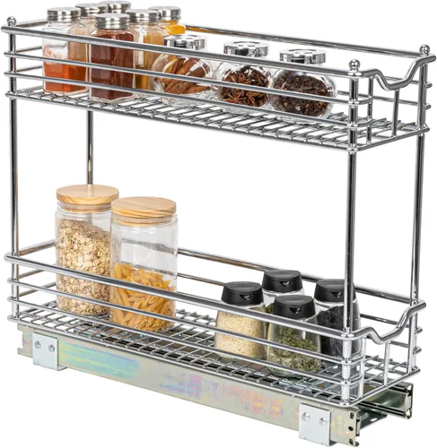 Household Essentials Glidez - Organizador de almacenamiento multiusos de acero cromado extraíble/deslizante para uso debajo del gabinete - Diseño de