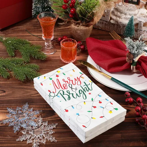Miniatura 4 de Sherr Paquete de 200 servilletas de Navidad ligeras de papel de Navidad para invitados, 2 capas, desechables, servilletas de baño, toallas de mano
