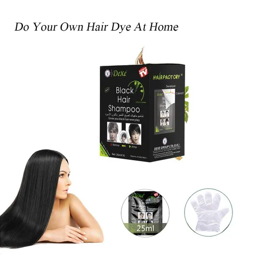 Miniatura 7 de Champú de tinte instantáneo para el cabello Champú semipermanente para el cabello - 10 bolsas/caja (negro)