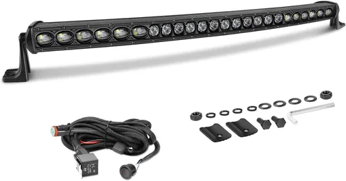 Miniatura 17 de Barra de luz LED de 30 pulgadas de fila única de 168 W, kit de luz LED delgado con arnés de cableado, cubierta negra, combo de haz puntual y amplio