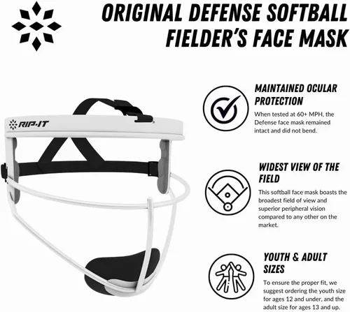 Miniatura 6 de RIP-IT Máscara facial de sóftbol de defensa original Máscara protectora ligera de campo de sóftbol