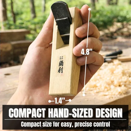 Miniatura 5 de KAKURI Mini avión de mano para madera de 0.945 in [suela curva] – Herramienta japonesa de avión de bloque pequeño para trabajo redondo, carpintería