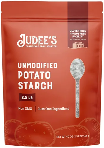 Judee's - Almidón de patata sin modificar - Polvo de almidón para cocinar y empanar - Sustituto de harina para hornear sin gluten - Polvo resistente