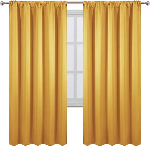 Miniatura 33 de LEMOMO Cortinas opacas negras para cocina, 42 x 45 pulgadas, juego de 2 paneles de cortinas opacas con bolsillo para cortinero para ventana pequeña