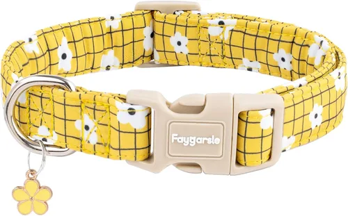 Miniatura 15 de Faygarsle Collar de Algodón para Perro Lindos Collares para Perros Pequeños Medianos Grandes Opciones de Colores Florales Púrpura Amarillo Collares
