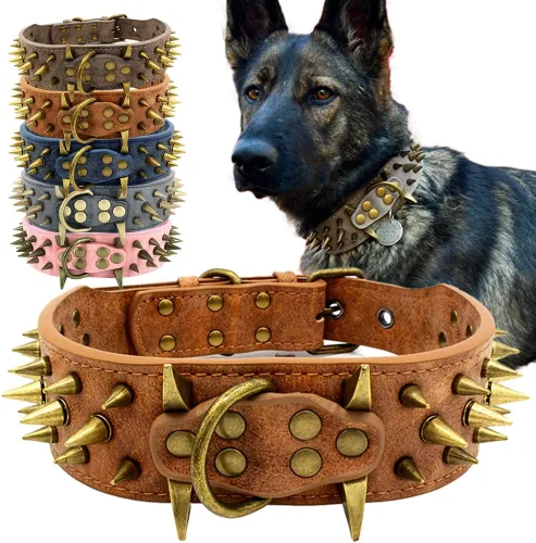 Miniatura 7 de The Mighty Collar Grande con Pinchos y Tachuelas para Perro - Protege el Cuello de tu Perro de Mordeduras, Duradero y Elegante, para Perros Grandes