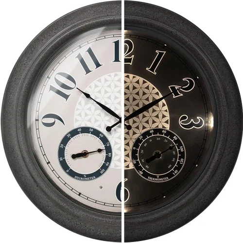 Miniatura 11 de Presentime & Co. Reloj iluminado para exteriores de 18 pulgadas, resistente al agua, reloj de pared grande iluminado con termómetro e higrómetro