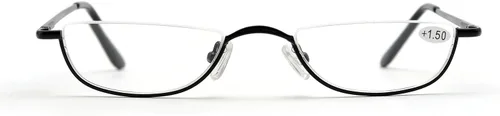 Miniatura 5 de ZUVGEES Gafas de lectura vintage de aleación semi sin montura para hombres y mujeres, medio marco, gafas delgadas con estuche elegante T0340
