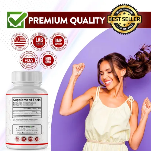 Miniatura 8 de Suplemento de berberina de 1800 mg – Berberina HCl de primera calidad 97% de alta pureza, apoya el sistema inmunológico, clorhidrato y extracto