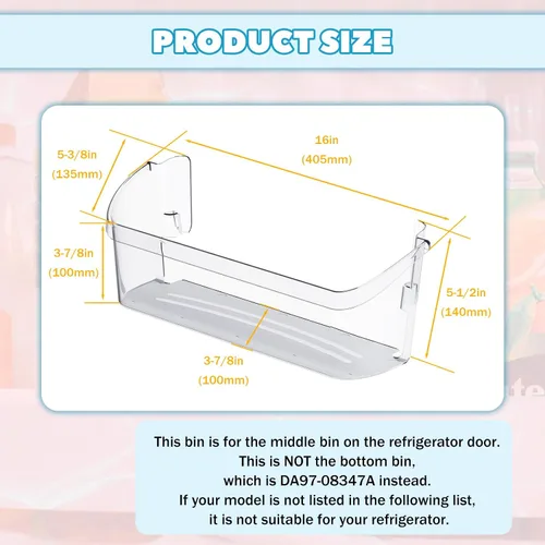 Miniatura 3 de Kojem 242126602 Estante de contenedor para puerta de refrigerador (inferior) compatible con refrigerador Frigidaire Electrolux AP6278233 FFSS2625TS0