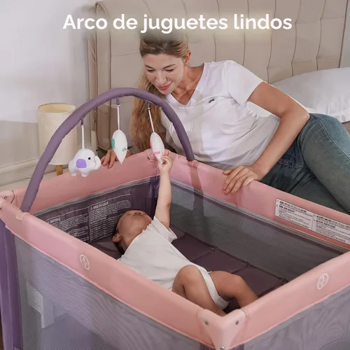 Miniatura 3 de Pamo Babe Empaca y juega con el moisés, corralito portátil rosa para bebé