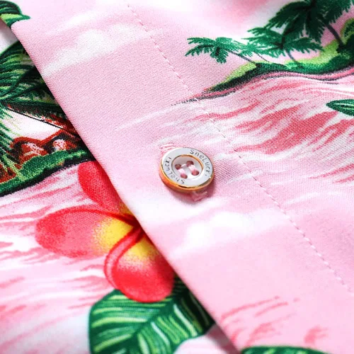 Miniatura 6 de SheLucki - Camisa hawaiana para hombre, unisex, casual, manga corta, con botones, estampada con sombra de palmeras, para el verano en la playa
