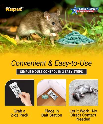 Miniatura 4 de Cebo combinado en pellets Kaput, cebo para ratas para matar roedores y pulgas, ratones noruegos, ratones caseros y topos de pino - Incluye warfarina