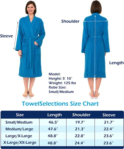 Miniatura 6 de TowelSelections Terry bata de baño tipo kimono de algodón turco, fabricada en Turquía, para mujer