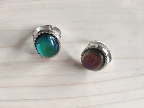 Miniatura 6 de 2 anillos ovalados para el estado de ánimo, estilo retro, ajustable, para amantes y amigos, talla única