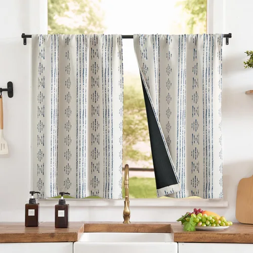 Miniatura 19 de Jinchan - Cortinas opacas del 95% para cocina estilo boho, cortinas de 24 pulgadas para cafetería, cortinas pequeñas estilo bohemio para dormitorio