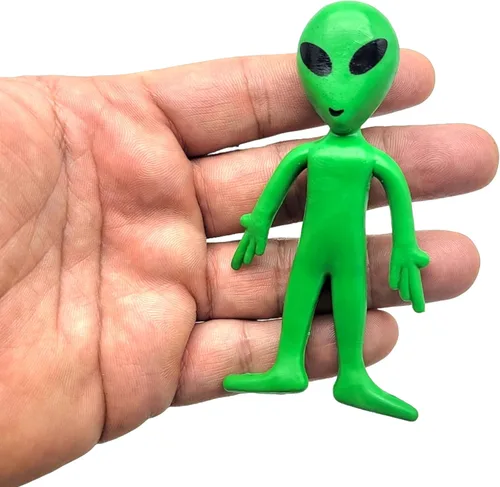 Miniatura 4 de Zugar Land Figuras de acción de extraterrestres verdes de goma flexible (3.75 pulgadas), extremidades alienígenas OVNI, juguetes sensoriales