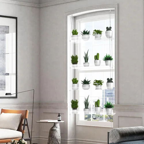 Miniatura 2 de Estantes transparentes colgantes de 2 niveles para plantas en ventanas, estante acrílico de ventana y pared para plantas para cocina, jardines