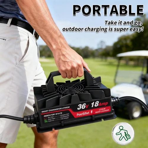 Miniatura 7 de Cargador de batería de litio de 43.8 V 18 A, impermeable IP65, para batería LiFePO4 de 36 V (38.4 V), ideal para carros de golf, vehículos