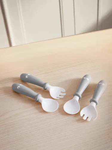Miniatura 2 de BabyBjörn Cuchara para bebé y tenedor para bebé, 4 piezas, gris, utinsels para bebés, utinsels para niños pequeños, juego de tenedor y cuchara