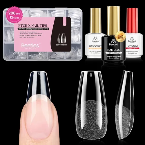 Miniatura 17 de beetles Gel Polish Pegamento para uñas de gel 9 en 1 para puntas de uñas acrílicas transparentes, pegamento para uñas con brocha súper fuerte
