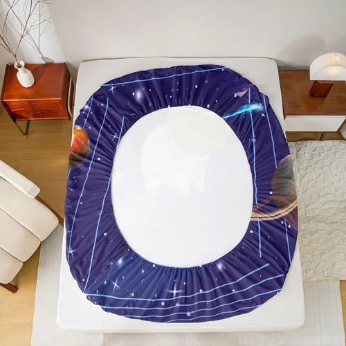Miniatura 3 de Erosebridal Lindas sábanas de Capybara para niños y niñas, diseño de universo azul, con temática del espacio exterior, juego de cama de Capybara