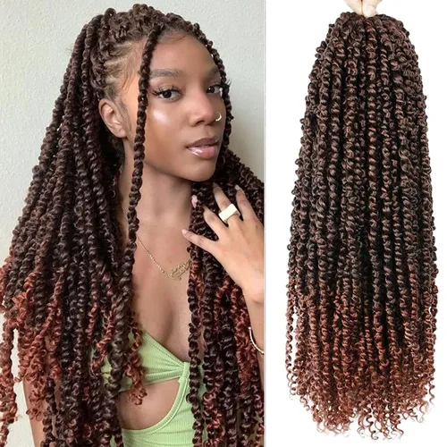 Miniatura 40 de Pelo de Passion Twist – 8 paquetes de 18 pulgadas Passion Twist Crochet para mujeres, cabello rizado pretrenzado Passion Twists extensiones de #2